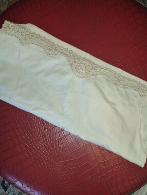 Trendy boutique White Pillowcase with Cream Crochet Lace